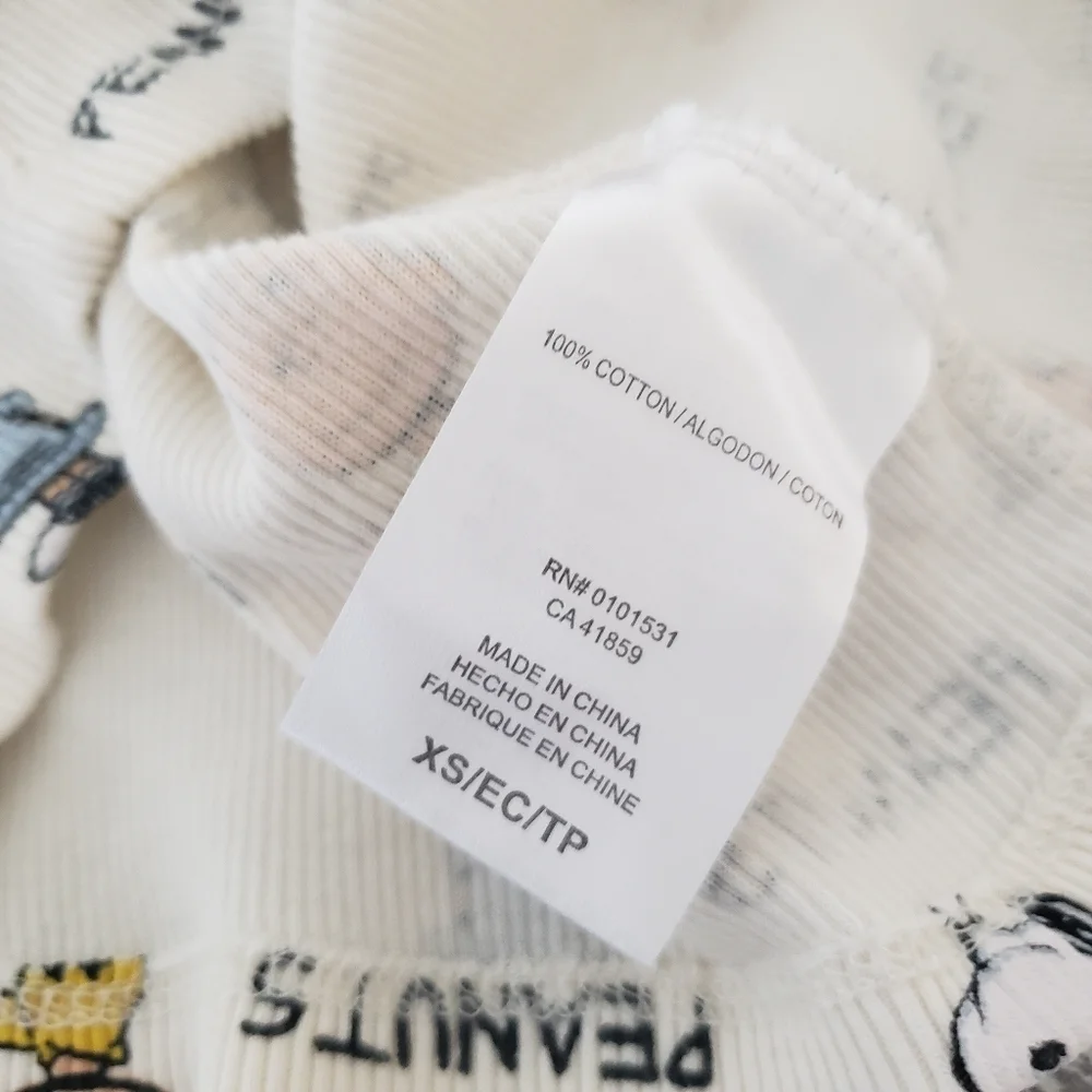 Peanuts girls snoopy print rib tee size XS